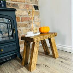 Rustic Wooden Stool Farmhouse Cottage Decor Bench, Milking Chair - thumbnail 2