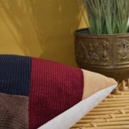 Cushion Cover 40x60 - Handmade in France Corduroy Patchwork - thumbnail 4