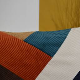 Cushion Cover 40x60 - Handmade in France Corduroy Patchwork - thumbnail 3