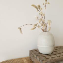 Ceramic Bottle Vase, Pottery Wedding Gift, Flower Pot, Bud Stoneware Modern Minimalist White Gray Vase - thumbnail 2