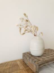 Ceramic Bottle Vase, Pottery Wedding Gift, Flower Pot, Bud Stoneware Modern Minimalist White Gray Vase - thumbnail 1