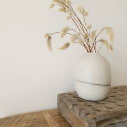 Ceramic Bottle Vase, Pottery Wedding Gift, Flower Pot, Bud Stoneware Modern Minimalist White Gray Vase - thumbnail 3