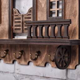 Personalized Wood Key Holder Texas Saloon Style, Wall Mounted - thumbnail 2