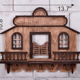Personalized Wood Key Holder Texas Saloon Style, Wall Mounted - thumbnail 4