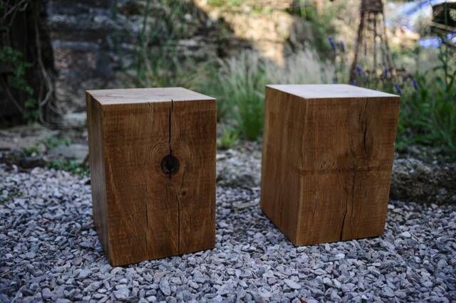 Reclaimed Oak Magic Cube Handmade Side Table, Stool, Plant Stand - image 1