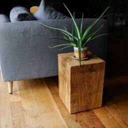 Reclaimed Oak Magic Cube Handmade Side Table, Stool, Plant Stand - thumbnail 3