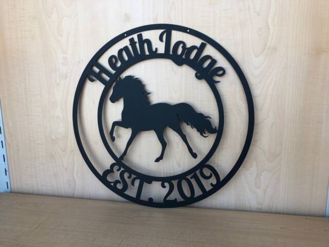 Personalized Horse Ranch Metal Wall Art, Choose Any Powder Coat Color - image 1