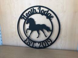 Personalized Horse Ranch Metal Wall Art, Choose Any Powder Coat Color - thumbnail 1