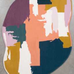 Hand Tufted Wool Rug, Abstract Organic Shapes, Teal Petrol Blue Area Rug - thumbnail 2