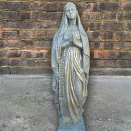 Virgin Mary Cement Statue Concrete Madonna Figurine Handmade Religious Sculpture Outdoor Holy Mother Ornament Garden Catholic Gift - thumbnail 4