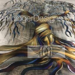 Willow Tree Metal Wall Art Hand Polished Heat Colored Steel - thumbnail 4