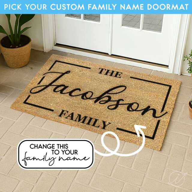 Rustic Farmhouse Family Welcome Mat - Personalized Coir Doormat, Doormat Custom Last Name Door Country Housewarming Gift - image 1