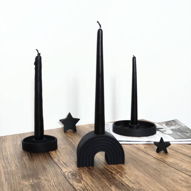 Black Gothic Candle Holder Set Handmade Keracraft Table Centerpiece - image 1