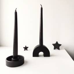 Black Gothic Candle Holder Set Handmade Keracraft Table Centerpiece - thumbnail 2
