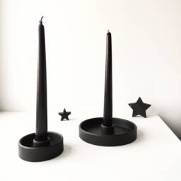 Black Gothic Candle Holder Set Handmade Keracraft Table Centerpiece - thumbnail 3
