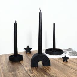 Black Gothic Candle Holder Set Handmade Keracraft Table Centerpiece - thumbnail 1
