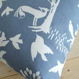 Blue Wildlife Pillow Cover Scandinavian Cotton Cushion Sham - thumbnail 3