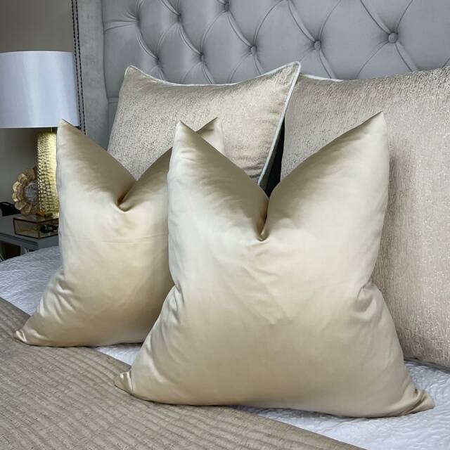 Designer Guild Duchess Satin Look Luxury Cushion Cover, Euro Pillow, Throw Elegant Cream - Double Sided/Worldwide Shipping - image 1