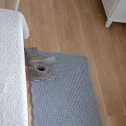 Bedroom Rug Grey Wool Crochet Rectangular Carpet - Bedside Rugs Felted Wool Rug Floor Mats Seating - thumbnail 3