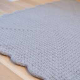 Bedroom Rug Grey Wool Crochet Rectangular Carpet - Bedside Rugs Felted Wool Rug Floor Mats Seating - thumbnail 2