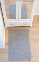 Bedroom Rug Grey Wool Crochet Rectangular Carpet - Bedside Rugs Felted Wool Rug Floor Mats Seating