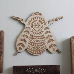 Large Wooden Folk Art Bumblebee Wall Hanging - thumbnail 3