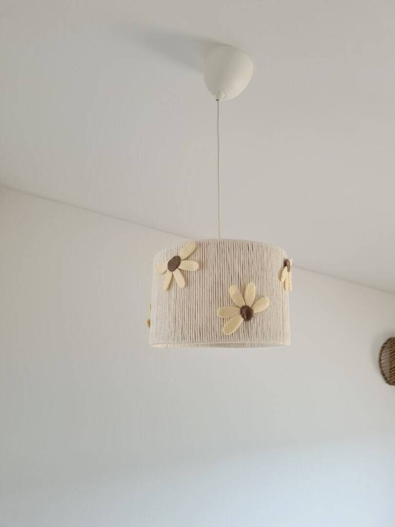 Daisy Flower Lampshade Macrame Bohemian Girl Nursery Lighting by
