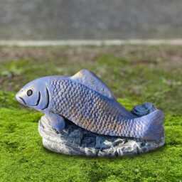 Handmade Concrete Fish Statue Blue Carp Garden Sculpture Stone Figure Cement Ornament Outdoor Yard Art Pond Decor Lover Gift - thumbnail 3