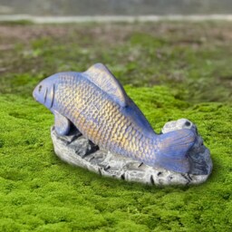 Handmade Concrete Fish Statue Blue Carp Garden Sculpture Stone Figure Cement Ornament Outdoor Yard Art Pond Decor Lover Gift - thumbnail 2