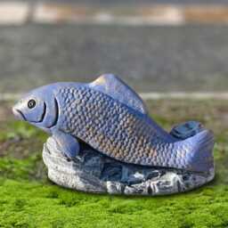 Handmade Concrete Fish Statue Blue Carp Garden Sculpture Stone Figure Cement Ornament Outdoor Yard Art Pond Decor Lover Gift - thumbnail 1