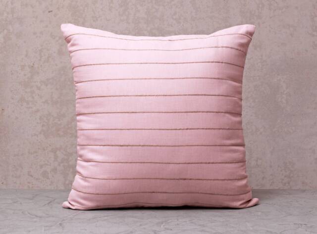 Pink With Jute Handloom Cotton Bohemian, Bali Style Pillow Cover, Decorative Handmade Throw Cover, Embroidered Cover Wlcc063 - image 1