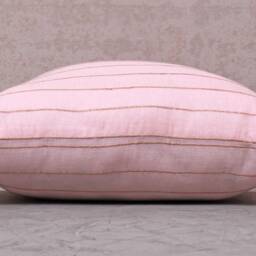 Pink Jute Handloom Cotton Pillow Cover, Boho Throw Cushion, Farmhouse Lumbar Decor, Handmade - thumbnail 4