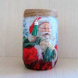 Santa Light Jar Handmade Christmas Lantern With Tea - thumbnail 2