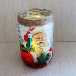 Santa Light Jar Handmade Christmas Lantern With Tea - thumbnail 4
