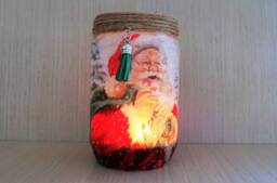 Santa Light Jar Handmade Christmas Lantern With Tea