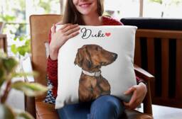 Custom Pet Pillow From Photo, Personalized Portrait Throw Pillow, Cushion Decorative Dog Memorial, Pillow - thumbnail 1