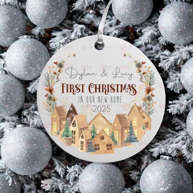 Personalised Christmas Decoration - First in Our New Home Custom Bauble Gift Stocking Filler Eve Box