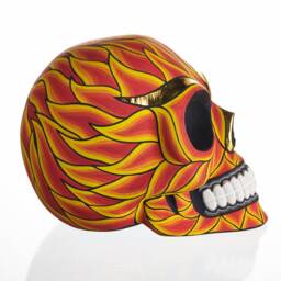 Hand Made Resin Skull, Hand Painted, Flame Skull Art, Homeware - thumbnail 3