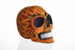Hand Made Resin Skull, Hand Painted, Flame Skull Art, Homeware