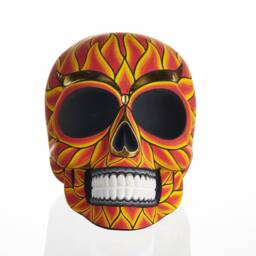 Hand Made Resin Skull, Hand Painted, Flame Skull Art, Homeware - thumbnail 2