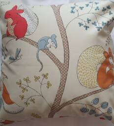 Woodland Multicoloured Cotton Cushion Cover/Pillow - thumbnail 1
