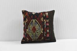 Handwoven Turkish Kilim Pillow Cover, Wool Decorative Cushion - 15.7 X 15.7 Inch - thumbnail 1