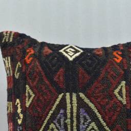 Handwoven Turkish Kilim Pillow Cover, Wool Decorative Cushion - 15.7 X 15.7 Inch - thumbnail 2