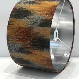 Handmade By Order Glitter Effect Gold Silver Copper Abstract Art Design Print On Velvet Drum Lamp Shade Pendant Light - thumbnail 3