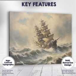 Majestic Tall Ship Sailing Through Stormy Ocean Waves Canvas Wall Art Print Decor Picture Ready To Hang - thumbnail 1