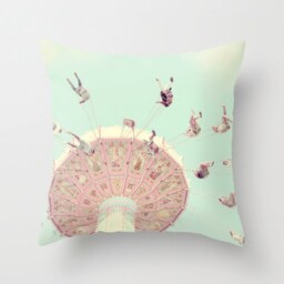 Carnival Pillow - Fair Pretty Vintage Cushion Swings Vintage Retro 16x16 18x18 20x20 Cover - thumbnail 1