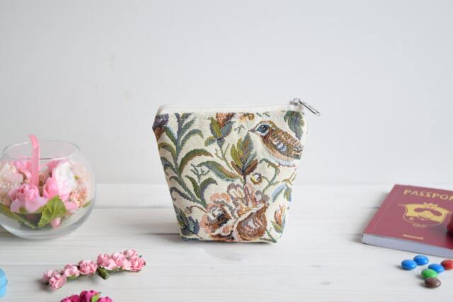 Birds & Roses Makeup Pouch Floral Toiletry Travel Bag - image 1