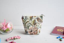 Birds & Roses Makeup Pouch Floral Toiletry Travel Bag