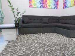 Grey Wool Flokati Rug Handwoven Shaggy Area Rug - 220x185cm - thumbnail 1