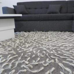 Grey Wool Flokati Rug Handwoven Shaggy Area Rug - 220x185cm - thumbnail 2